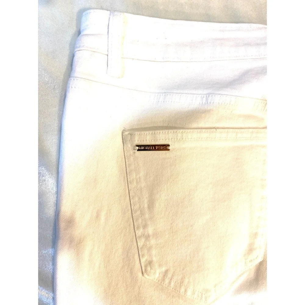 Michael Kors Jeans Womens White Wide Leg Button Fly  Raw Hem Denim EUC Size‎ 14