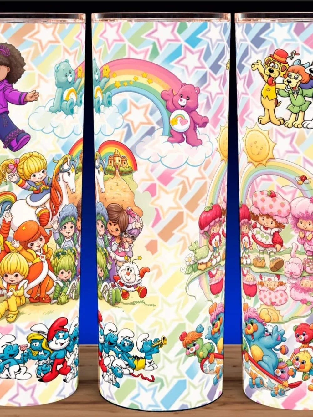 Rainbow Brite - Cabbage Patch - Smurfs - Popples Star Drop Cup Mug Tumbler 20oz