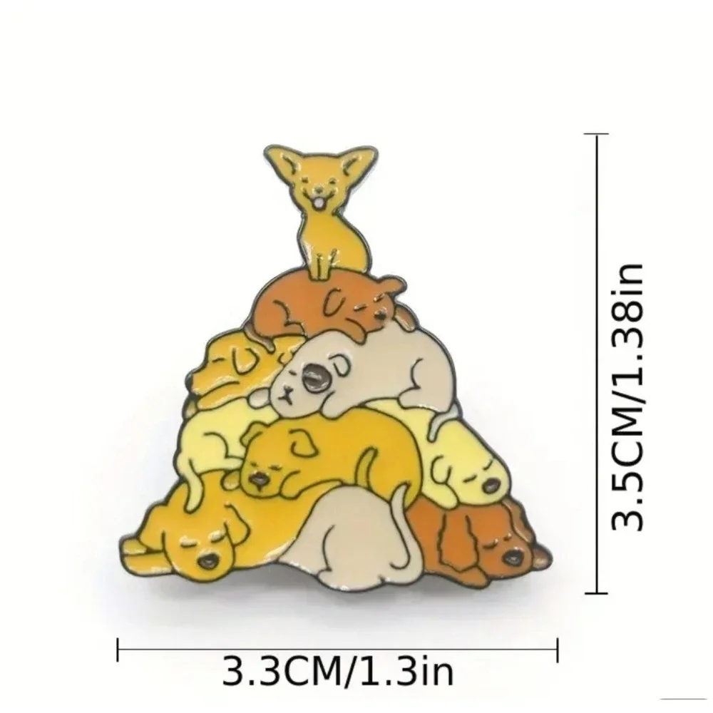 Dog Pile Puppy Enamel Pin Adorable Puppy Stack Brooch Lapel‎ Pin Cute Gift