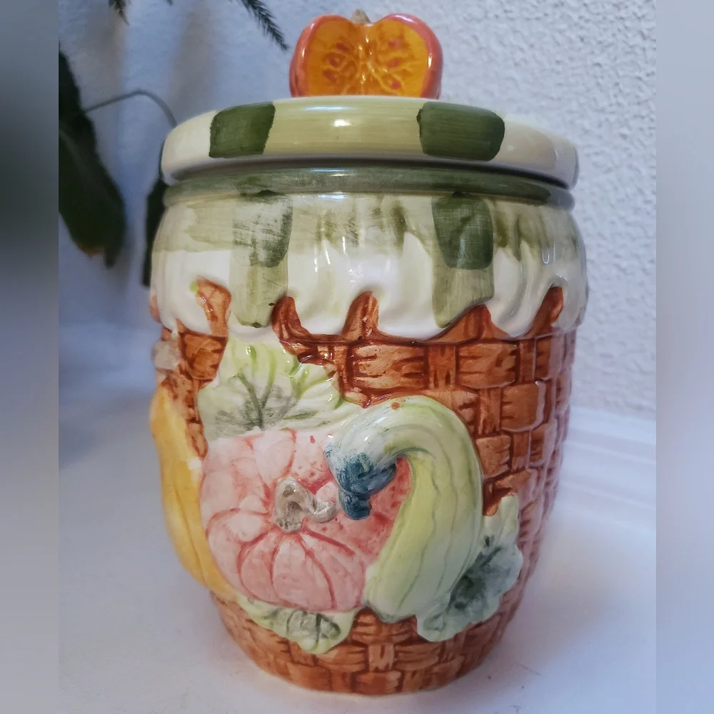 Vtg Ceramic Cookie Jar 10×6
