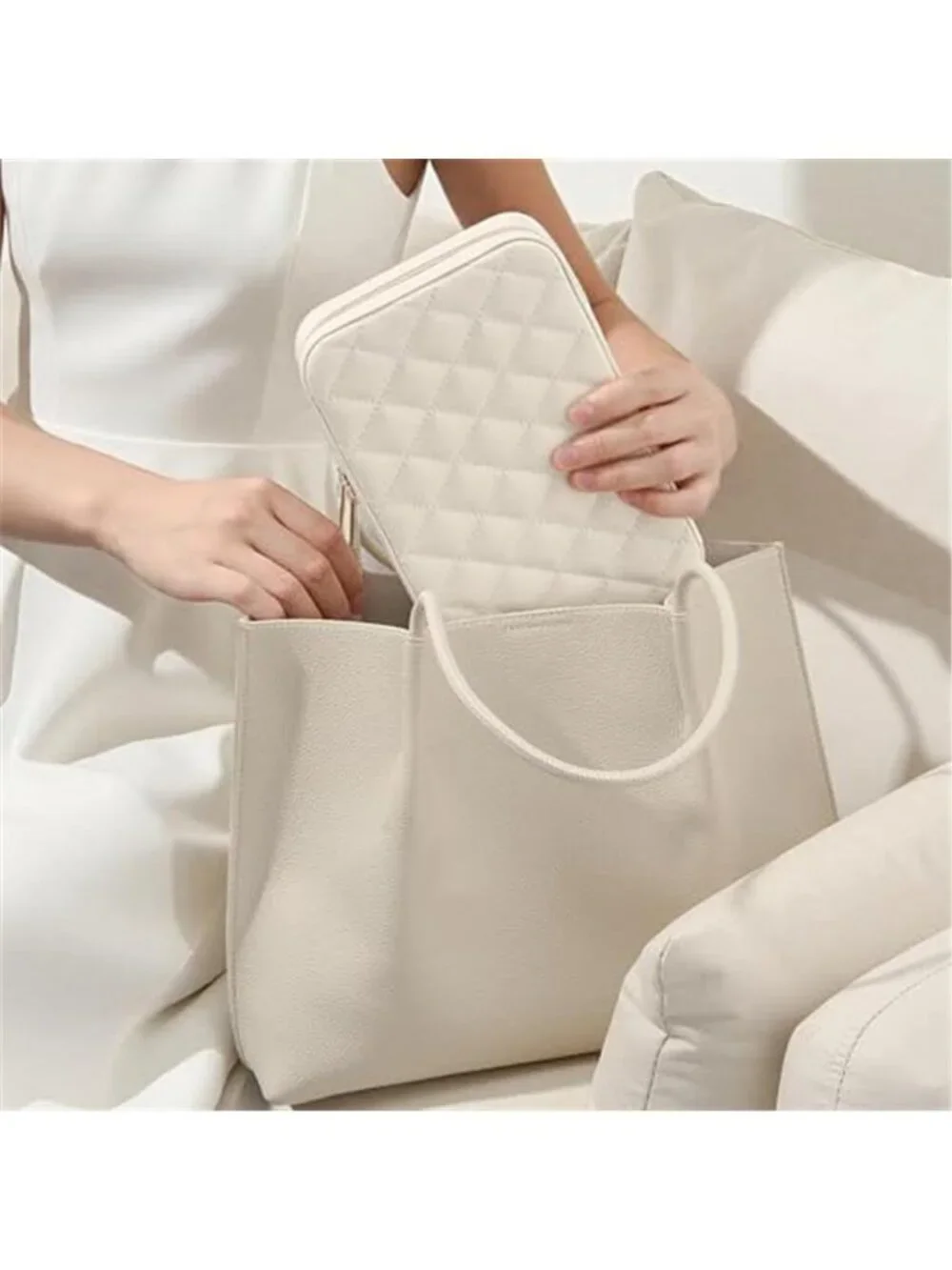White Travel Jewelry Case Organizer Box Mirror Earring Necklace Ring Storage Bag