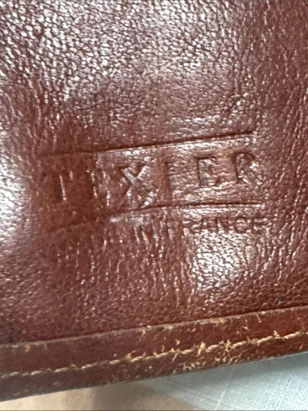 Vintage Texier Brown Leather Bifold Wallet Embossed Logo TEXIER / Made In France