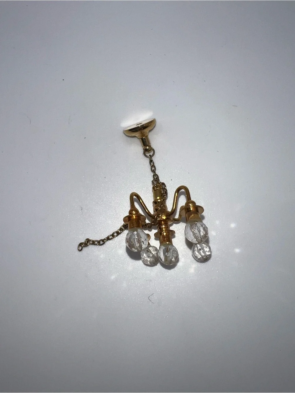 Miniature dollhouse gold-toned chandelier