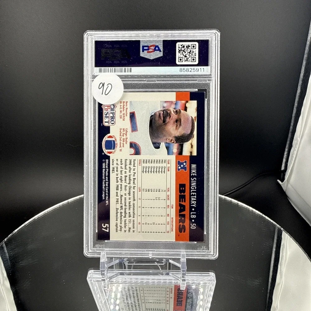 Mike‎ Singletary BEARS 1990 Pro Set Card Signed Auto Beckett BAS Slabbed