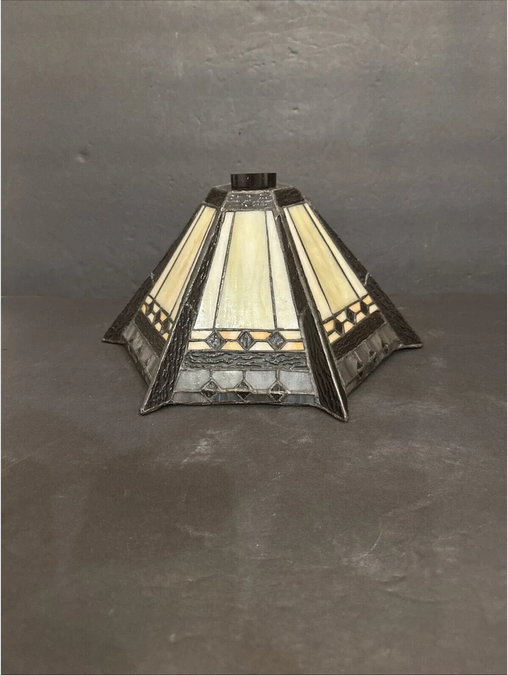 Tiffany Style 6 Sided Mission Stained Glass Lamp Shade 12.25” W By 6.75” H