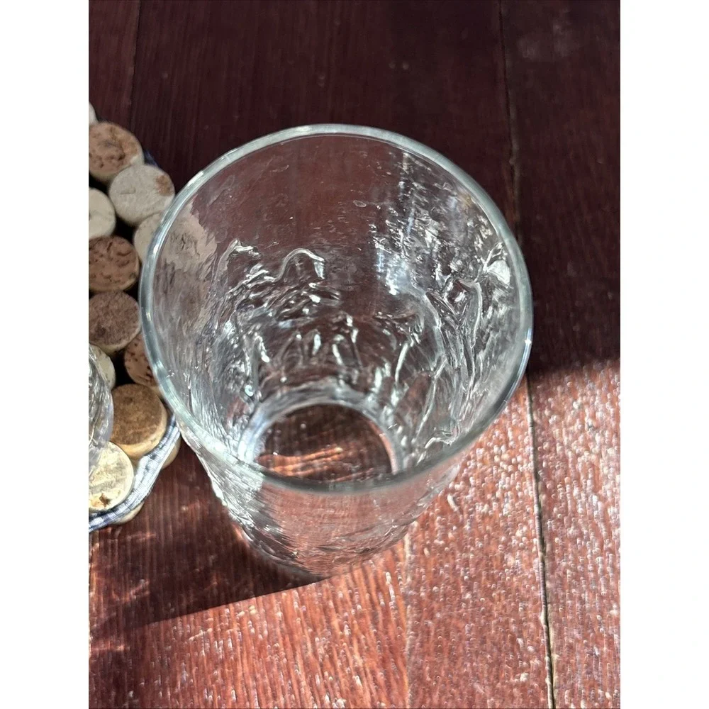 Vintage Libbey‎ Textured Embossed 3-D Iris 2 Highball Tumbler Drinking Glasses