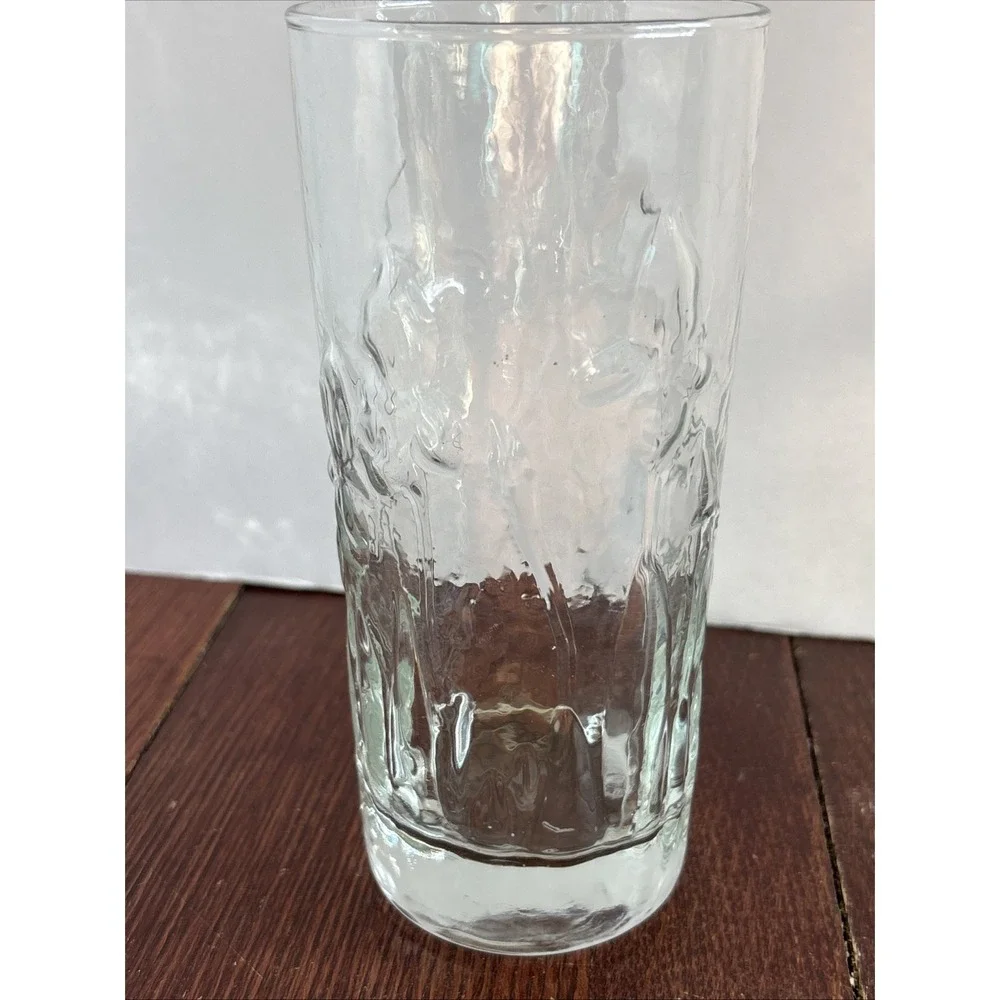 Vintage Libbey‎ Textured Embossed 3-D Iris 2 Highball Tumbler Drinking Glasses