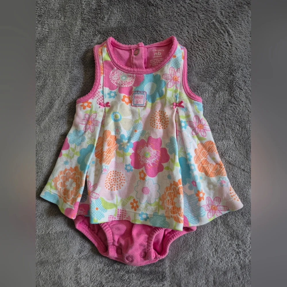 Carter's Newborn 100% Cotton  Beach Girl Baby Romper Dress