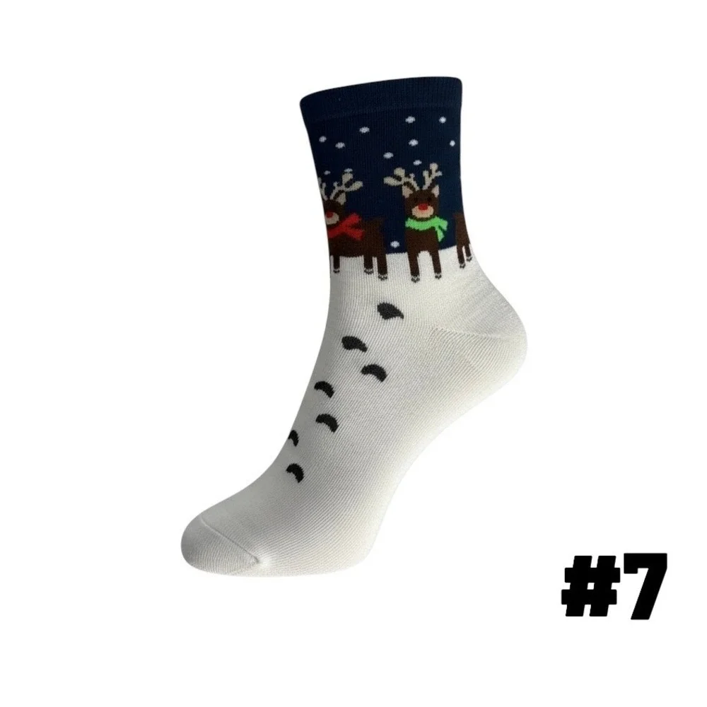Novelty Christmas Knit Socks 5.5-8.5 US Holiday Unisex Soft Reindeer 5 Pk NEW