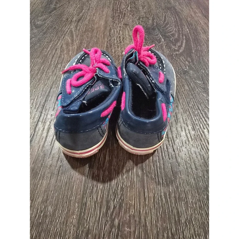 Sperry Top-Sider Infant Navy Pink Boat Shoes Moccasins Geometric Pattern Size 3