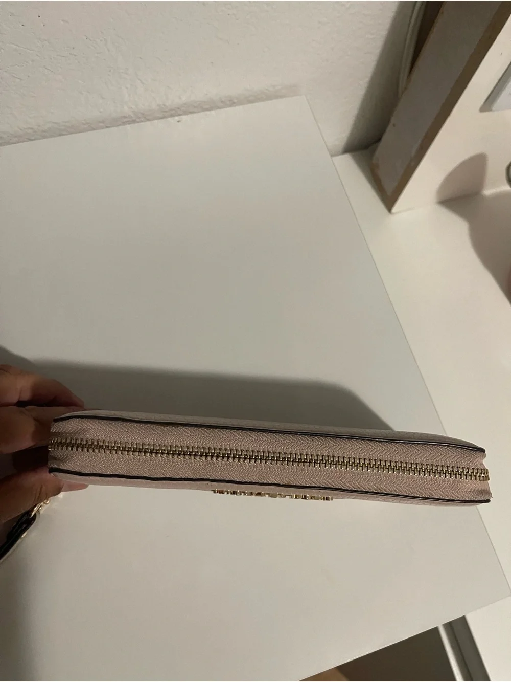 Michael Kors Pink Leather Wristlet Zip Wallet with Gold Logo