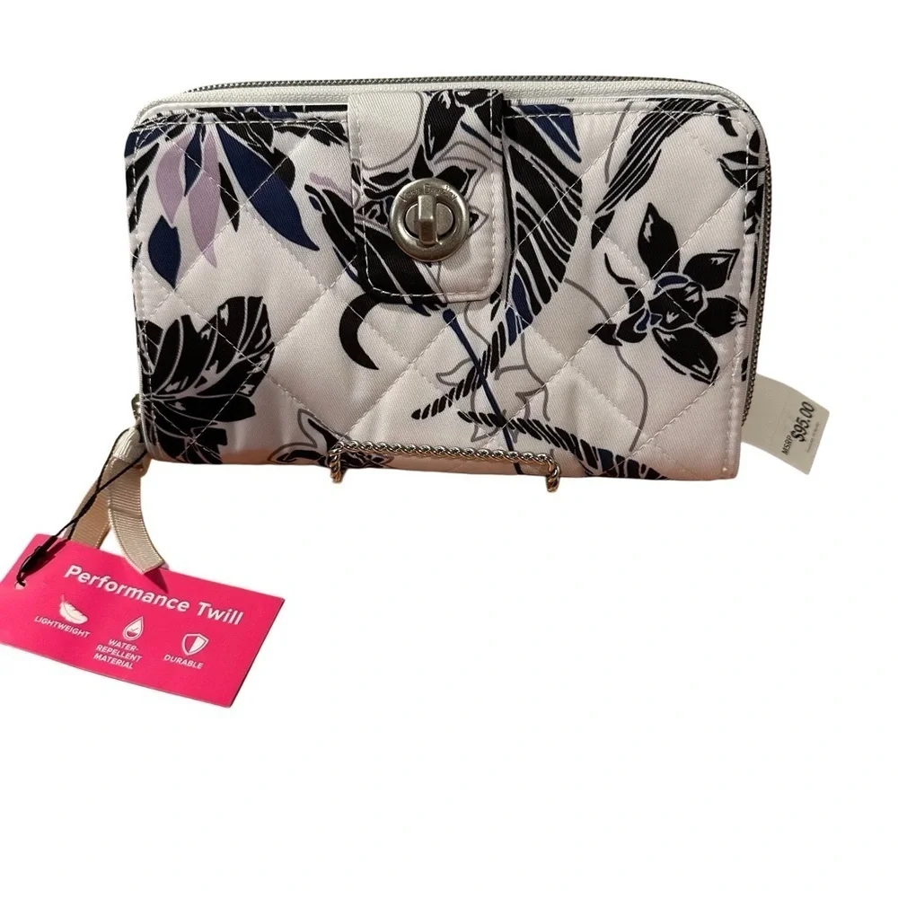 Vera Bradley RFID Turnlock & Zip Wallet - Twilight Garden Performance Twill NWT