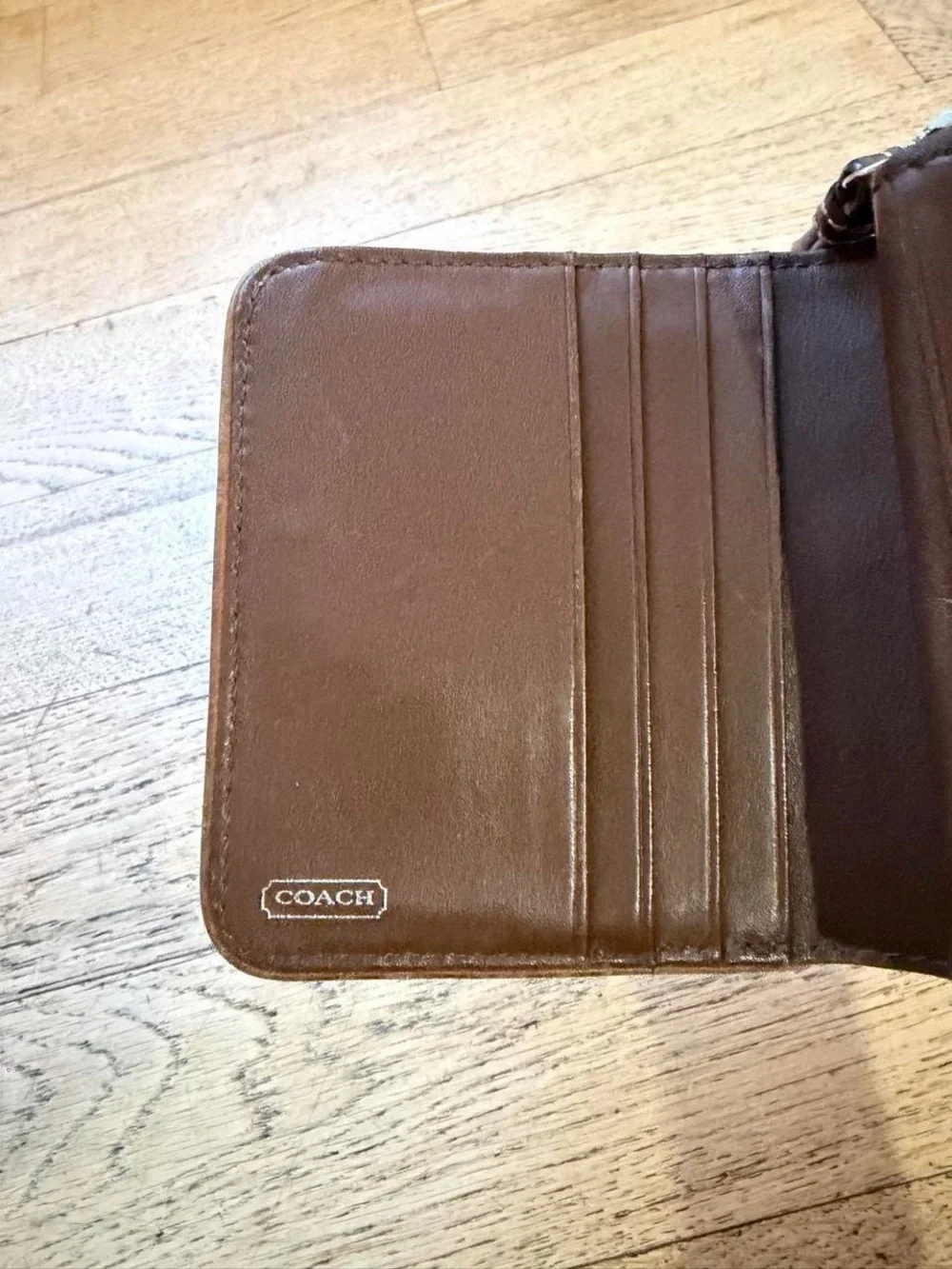 Coach Brown Signature Canvas Small Zip Wallet