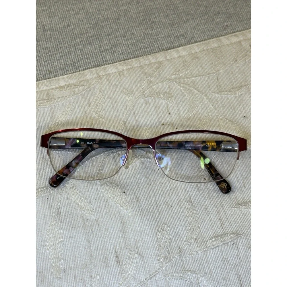 Banana Republic Nanette Half-Rim Eyeglasses Frames - Burgundy Tortoise 53-17-135