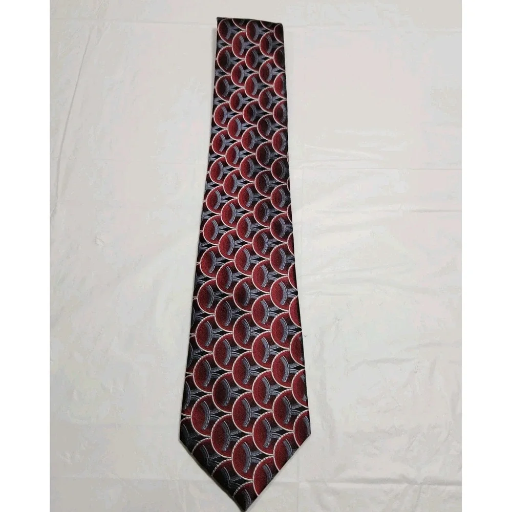 Crazy Horse Mens 100% Silk Tie Burgundy / Gray /‎ Black