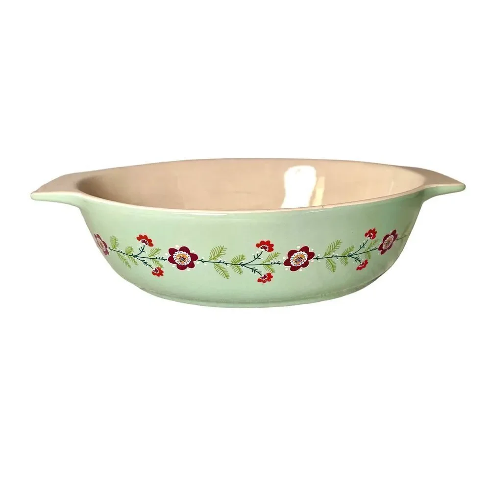 World Market Casserole Floral Oval Baking Dish Bakeware Ceramic
