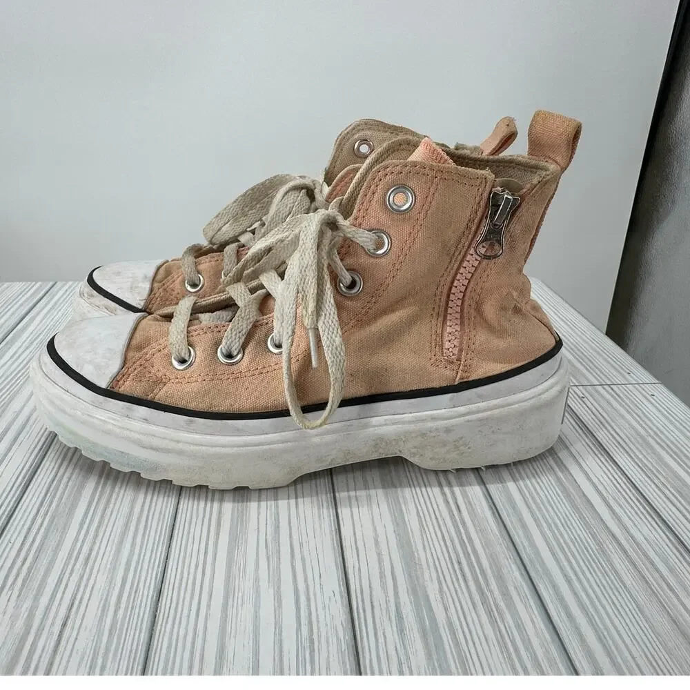 Converse‎ Chuck Lugged Lift Hi Platform Sneaker Coral Canvas Kids Size 4 A03968C