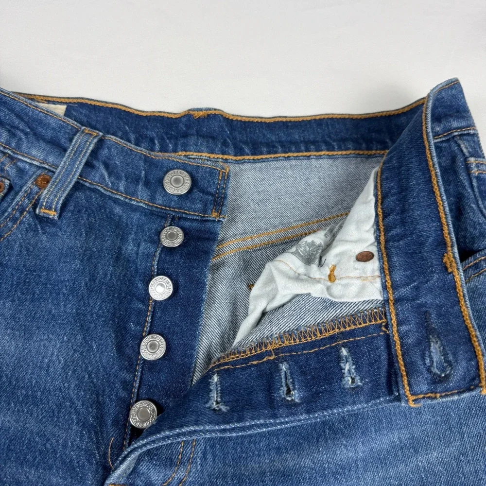 Levis 501‎ Original Fit Straight Leg Blue Denim Button Fly Jeans Mens 29x32