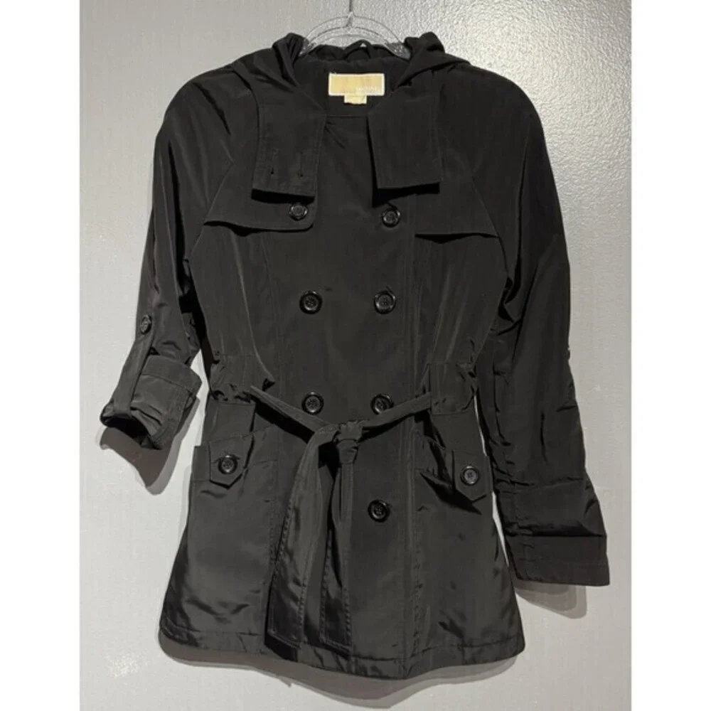 Michael Kors Trench COAT Black Double Breasted SZ XS