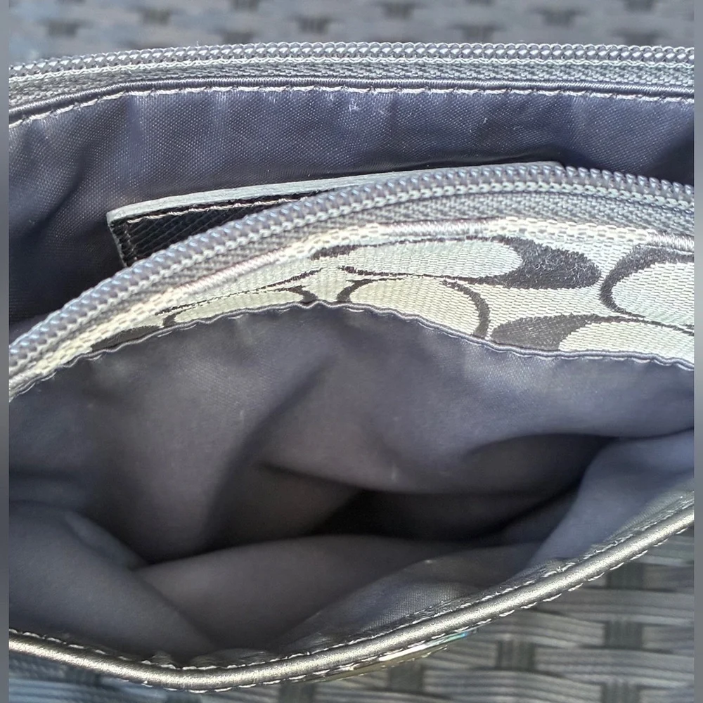 Coach Silver and Gray Signature Crossbody Bag