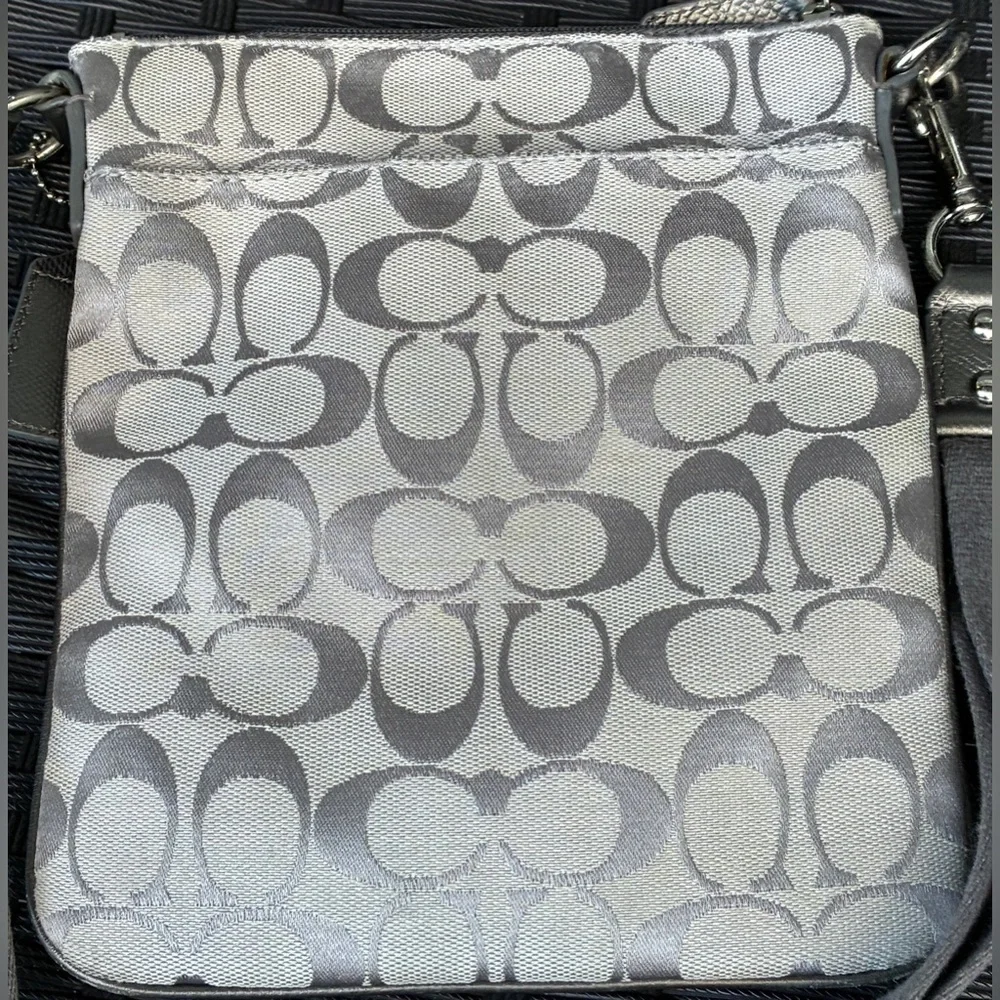 Coach Silver and Gray Signature Crossbody Bag