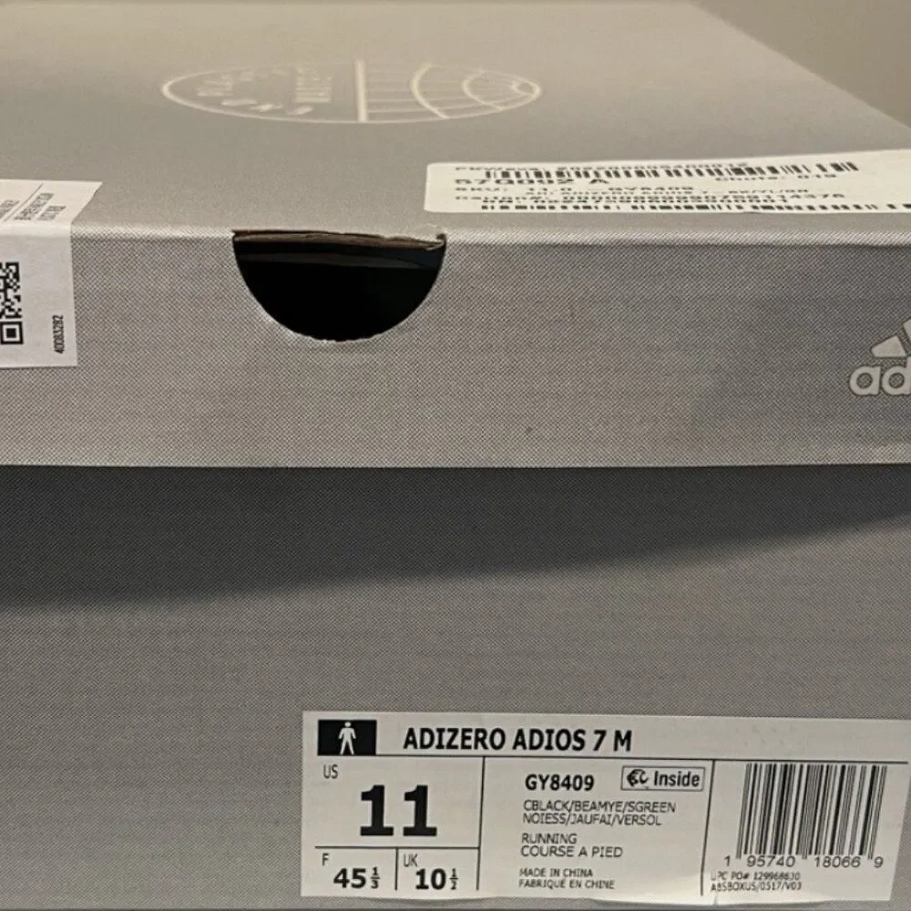 NEW w BOX ADIDAS UNISEX ADIZERO ADIOS 7 RUNNING SHOES GY8409 SIZE 11