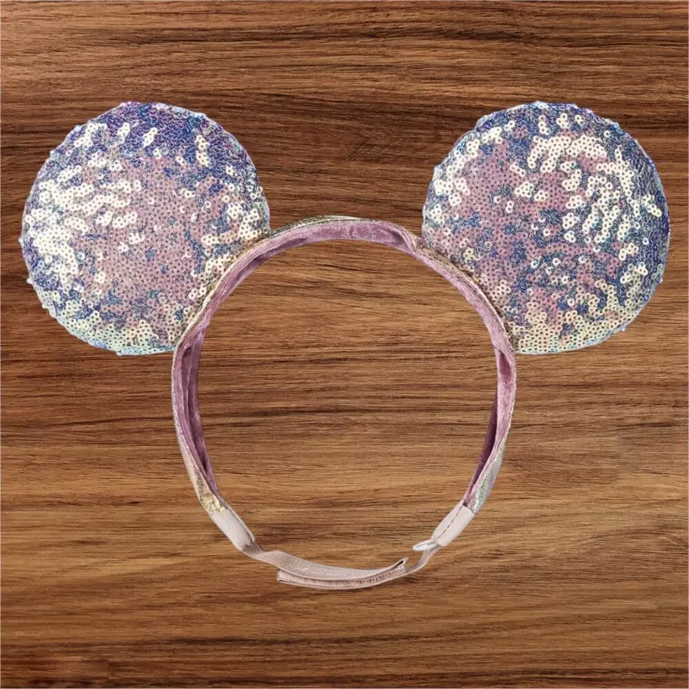 NWT Disney Parks Mickey Iridescent Sequin Comfort Ears Headband 50th Anniversary