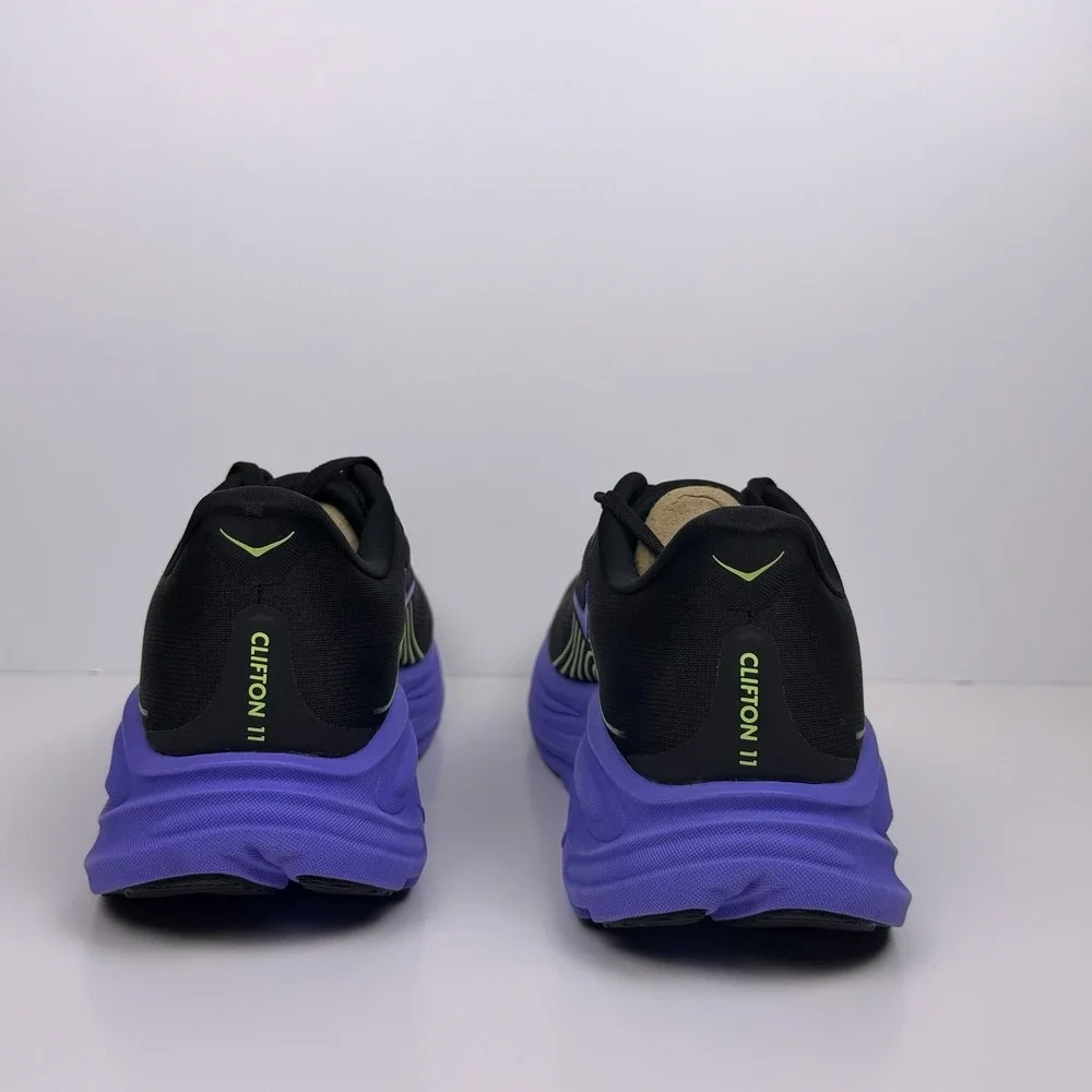 Hoka One One Clifton 11 Running Shoe Men Sz 10 Black/Purple 1176572 Sample