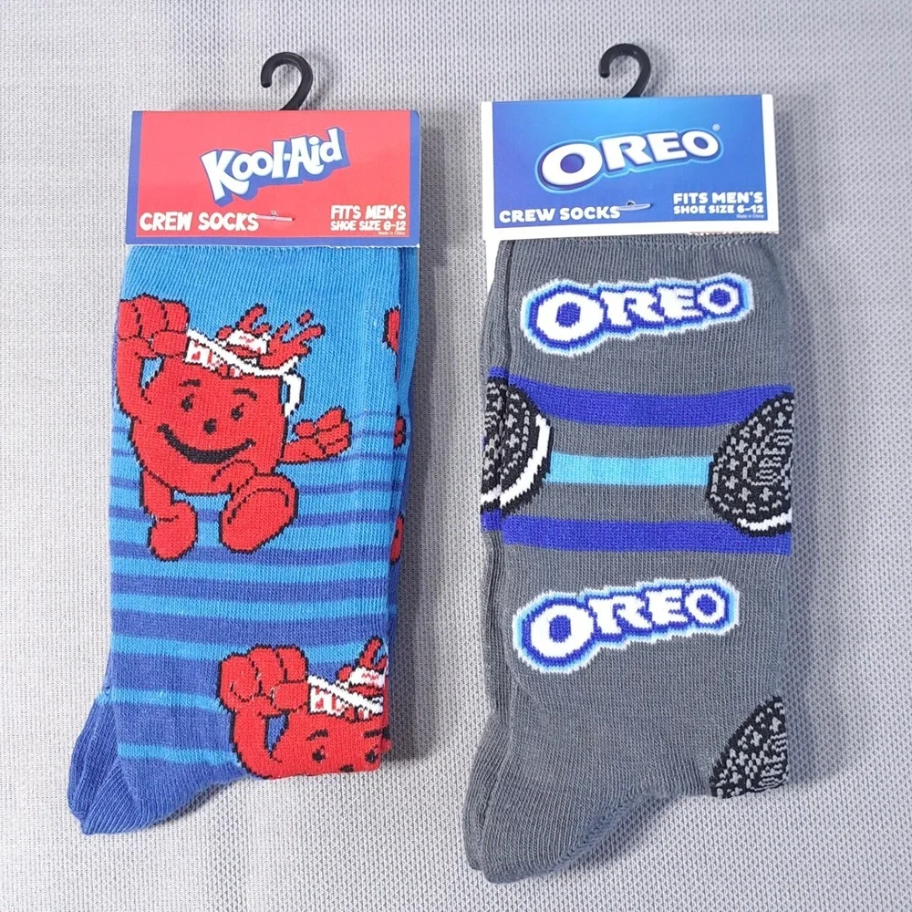 Lot of 2 Kool-Aid/Oreo Men's Shoe Size 6-12 Crew Socks Fun Snack/Beverage‎