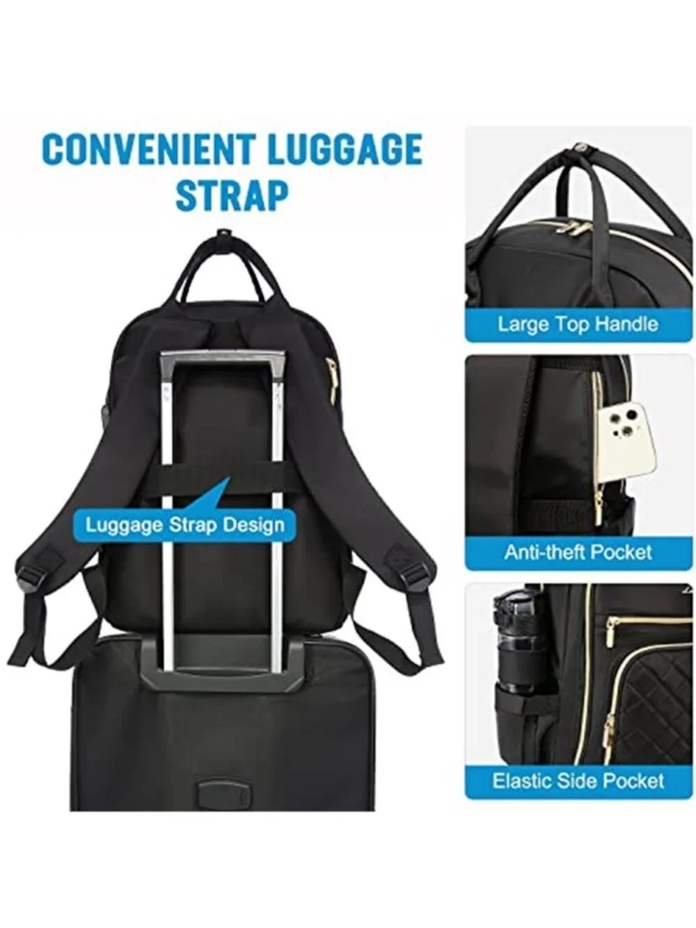 Womens Laptop Backpack Purse Travel Work Business Computer Bag USB Charging Port
