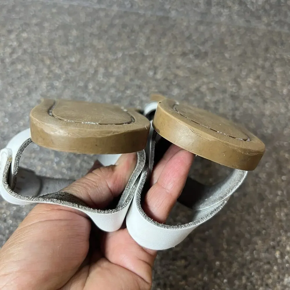 The Salt Water Sandal White Leather Little Girl Size 1 Ankle Strap Open Toe Flat