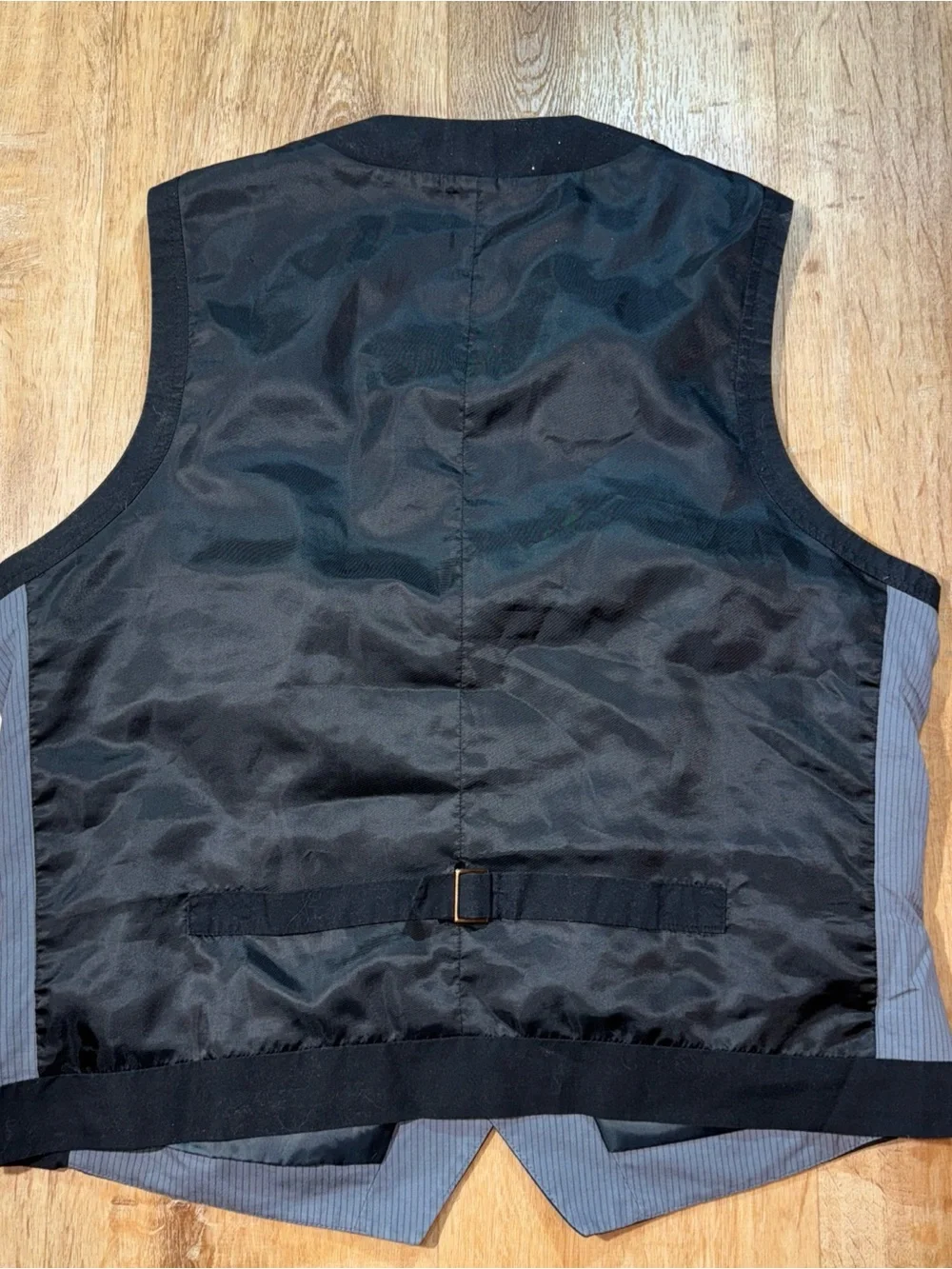 INC International Concepts Stripes Gray Vest Gothic Crest Chain L Wedding Vest