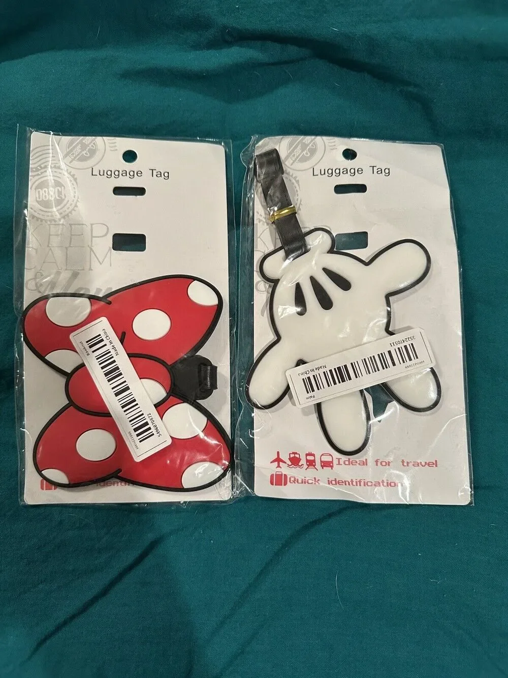 **BRAND NEW** SET OF 2 DISNEY HIS & HER MICKEY & MINNIE LUGGAGE TAGS