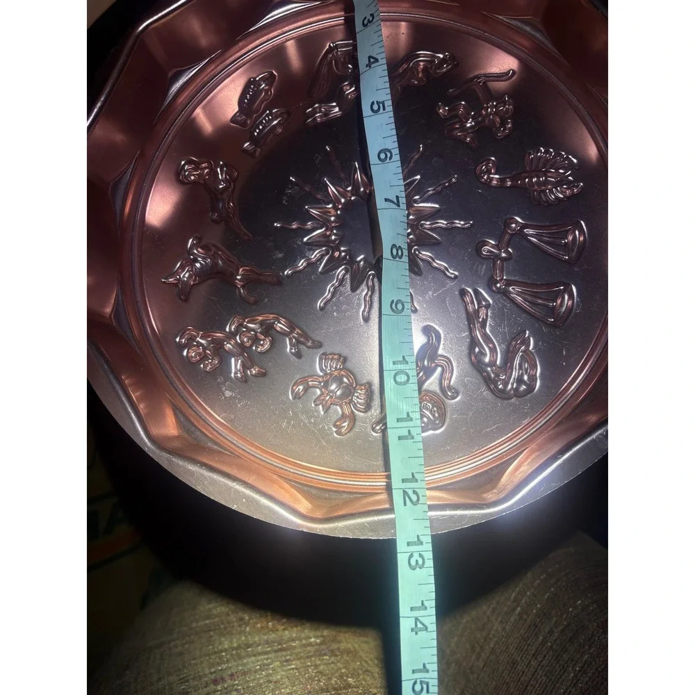 Vintage Copper Zodiac Sunburst Cake Mold 12 Cup Aluminum Wall Decor 12 Inch Rnd