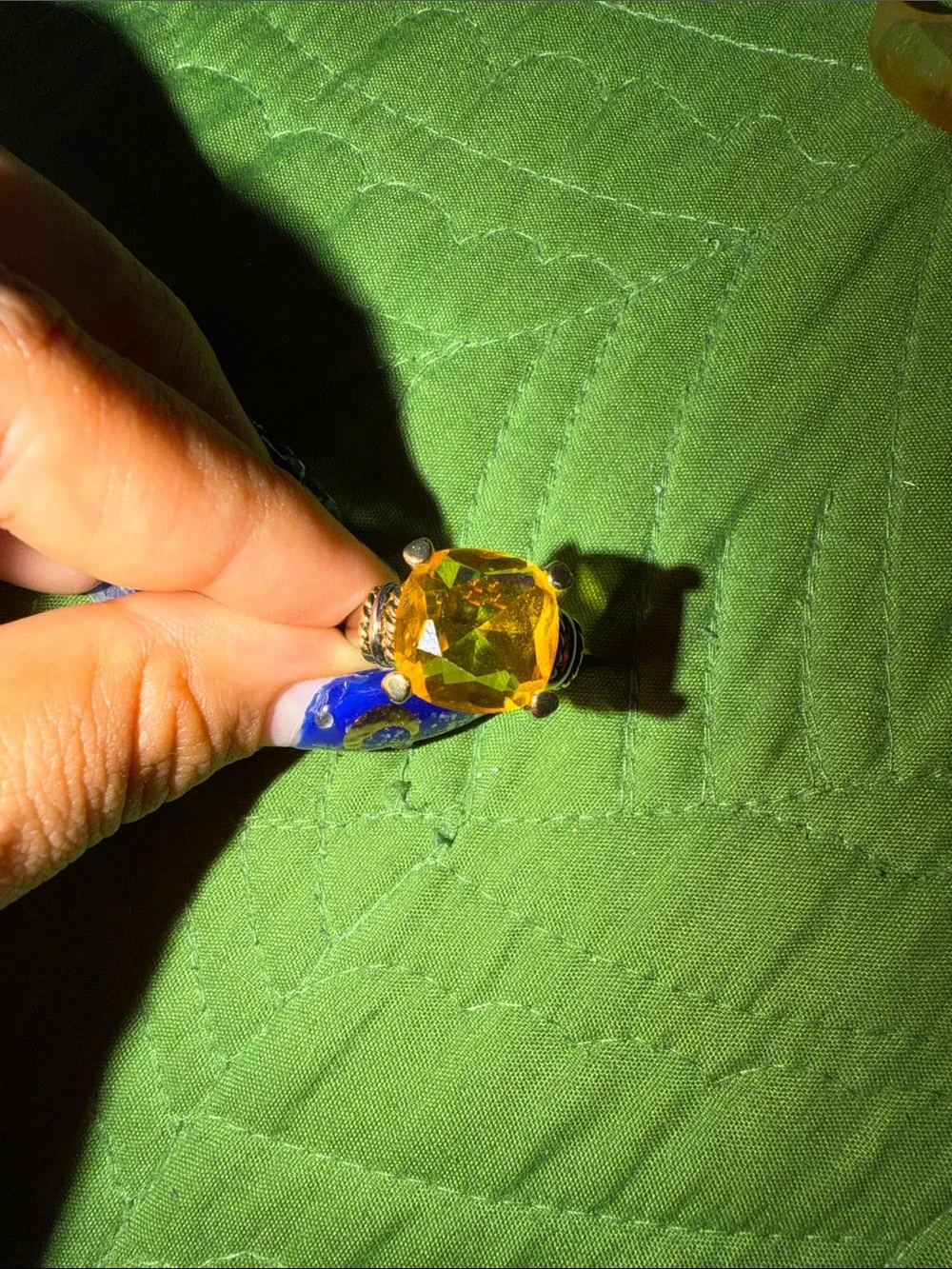 Yellow Gemstone Silver Ring with gold details new original from macys
