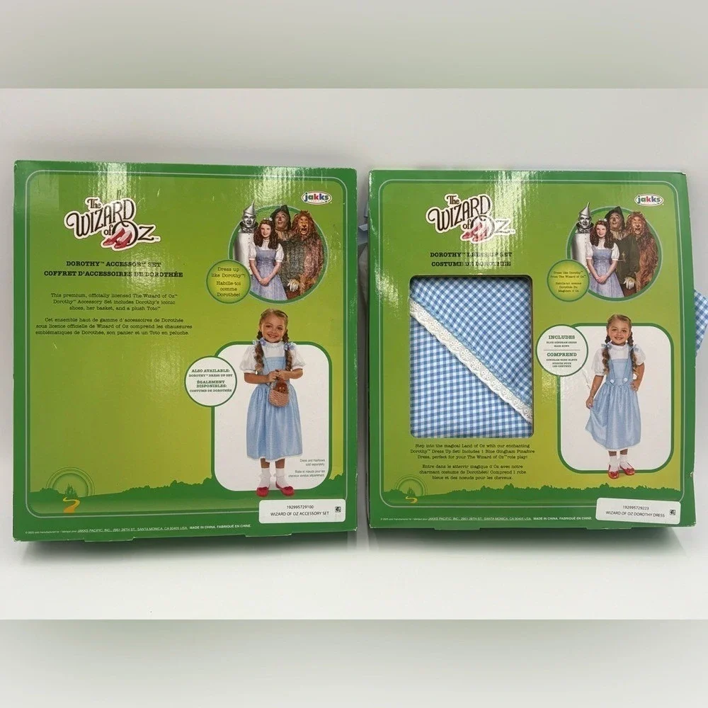 Wizard of Oz Dorothy Costume Bundle Dress Toto Basket Ruby Slippers 4-6X