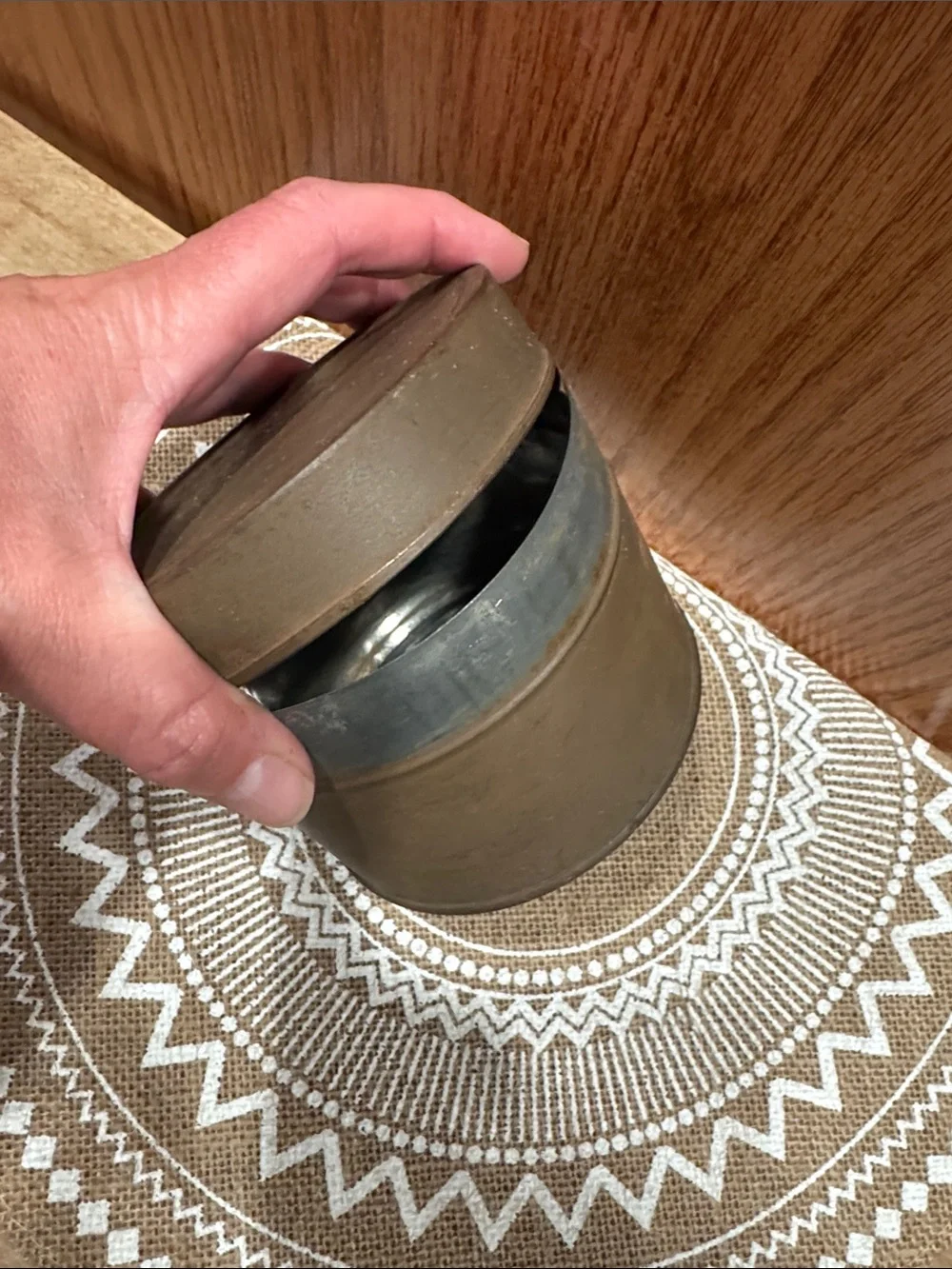 Vintage Round Metal Storage Tin for decor, display, upcycle, small item storage