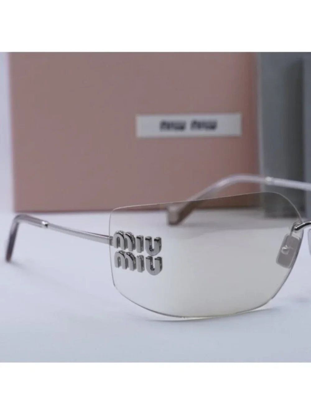 Miu Miu MU54YS 1BC10F Geometric Sunglasses - Silver/Pale Gold Mirror