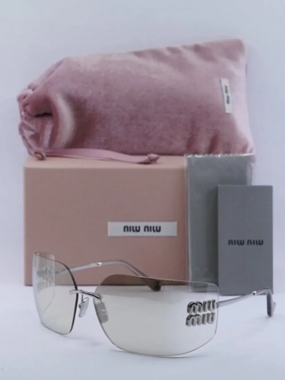Miu Miu MU54YS 1BC10F Geometric Sunglasses - Silver/Pale Gold Mirror