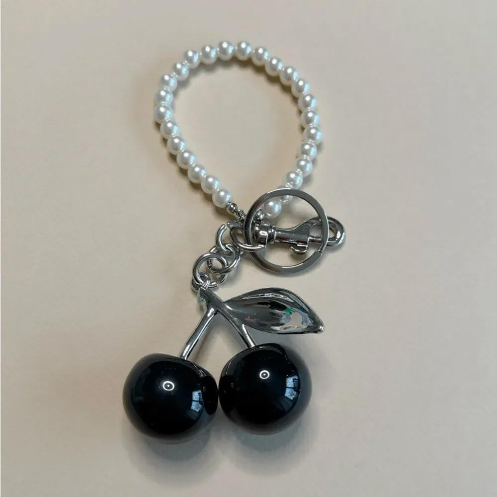 Pearl Beaded Cherry Keychain S1037