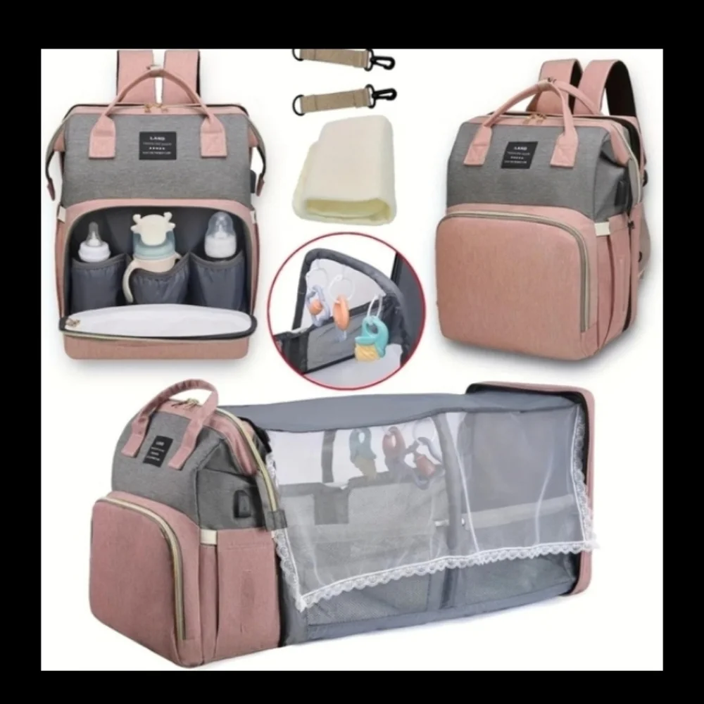 Multifunctional‎ Gray Diaper Bag Backpack