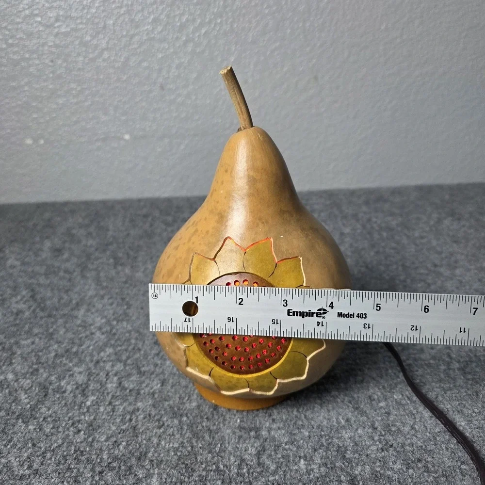 Meadowbrooke Gourds Handcrafted Lighted Gourd Sunflower Folk Art‎ Lamp