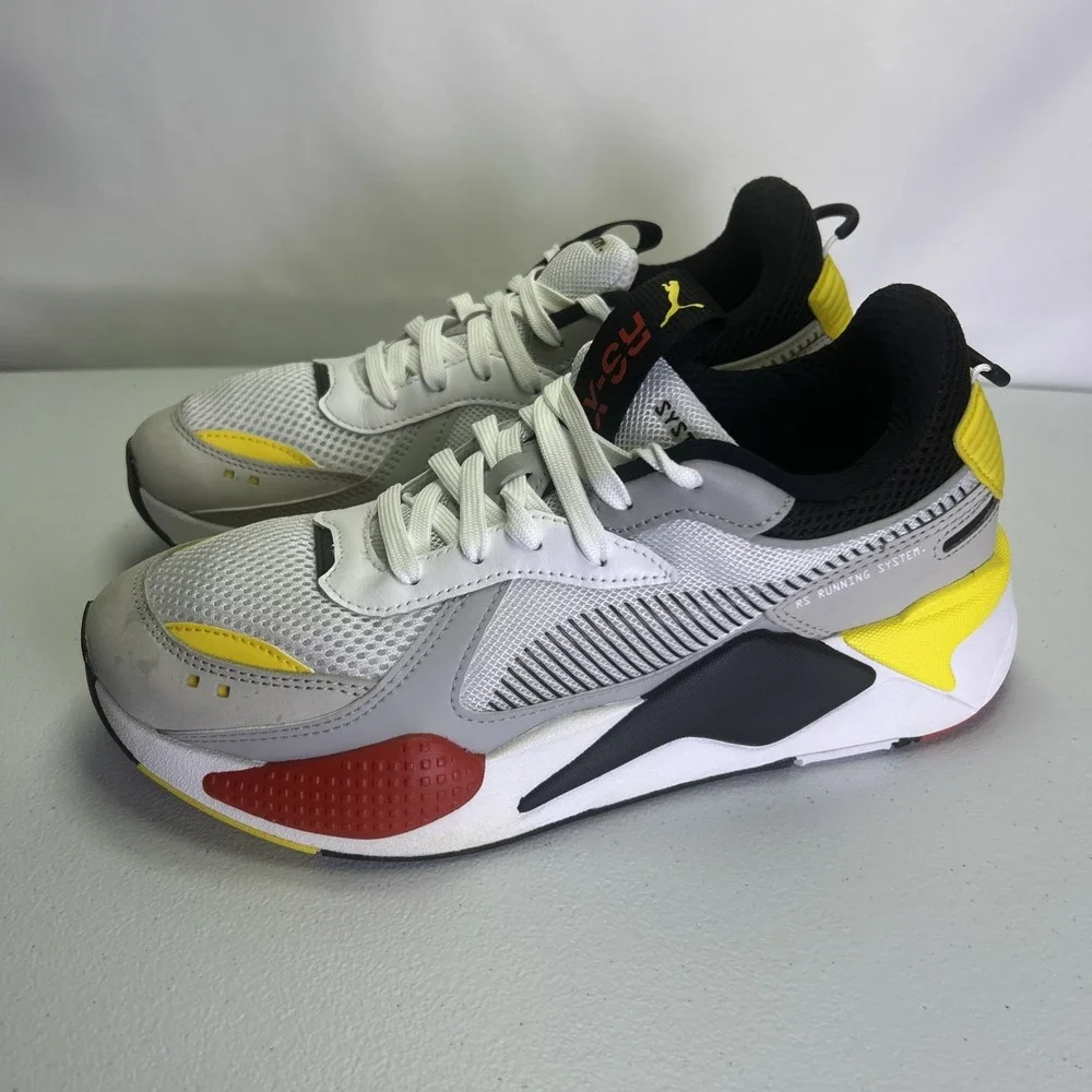 Puma RS-X Toys Sneakers  White Cyber Yellow Black Red 369449-15 Men's 10.5 US