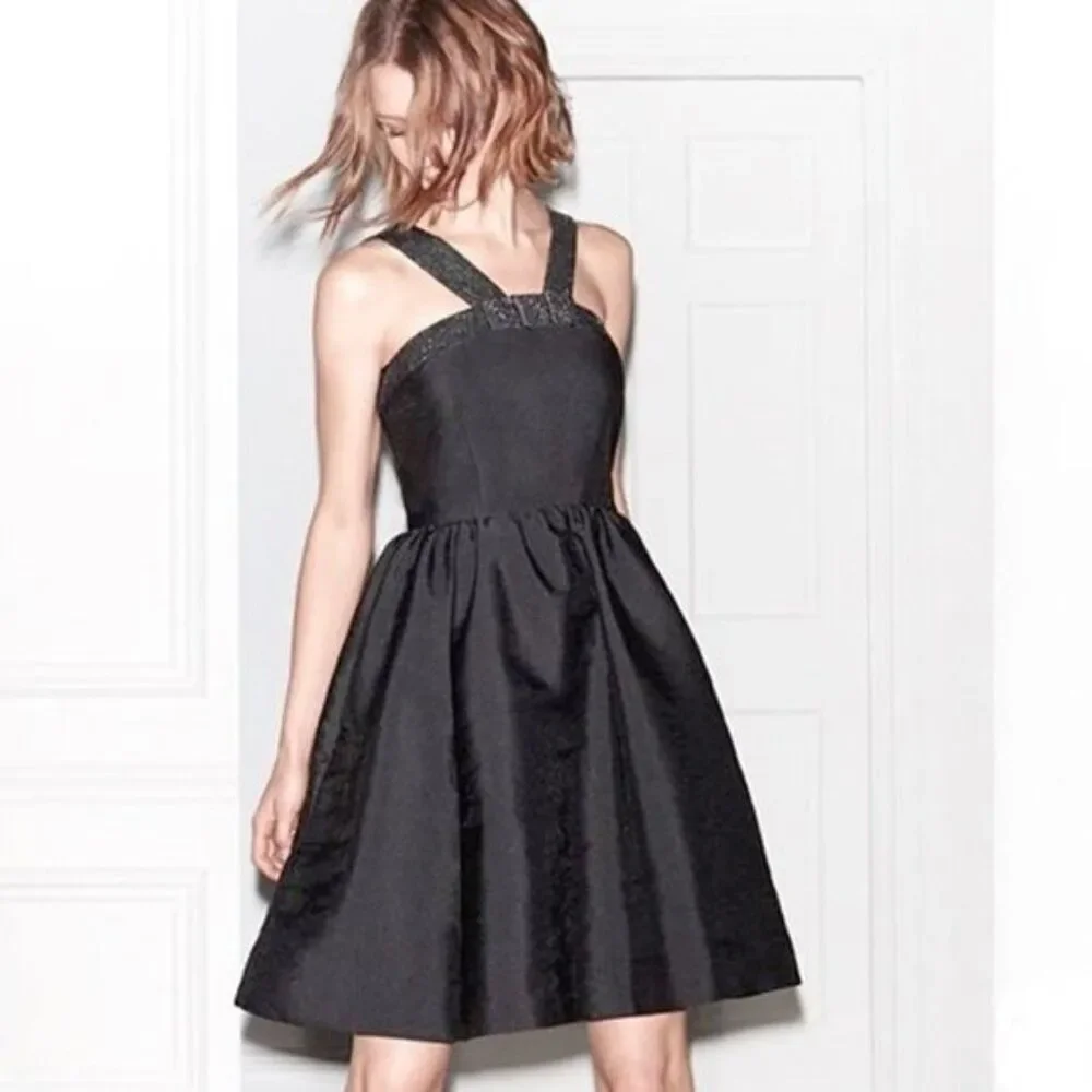 Kate Spade ‘Pave Fit and Flare’ Black Formal Dress with gemmed bow ~ Size: 8