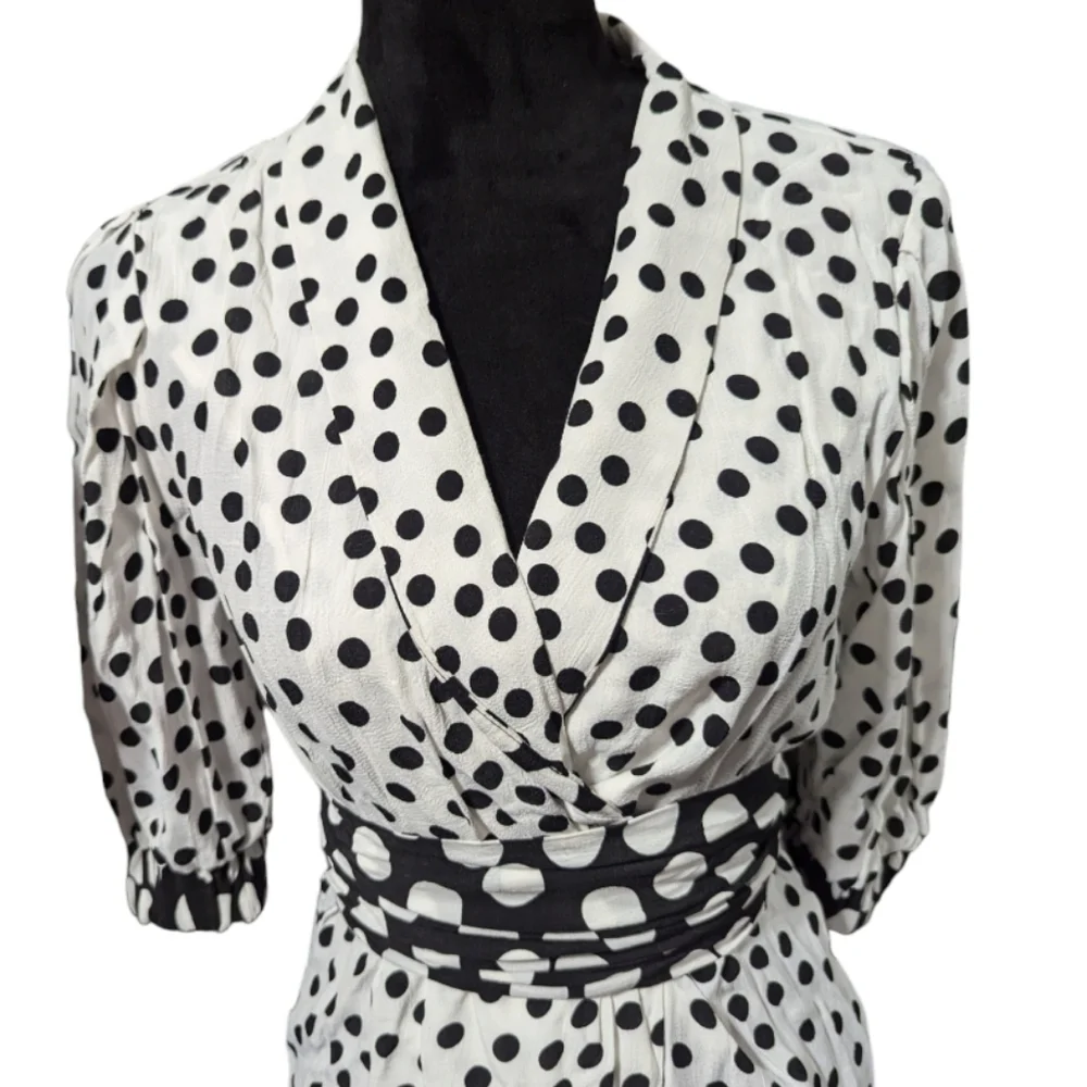 Zara TRF Viral Polka Dot Wrap Blouse with 3/4 Puff Sleeves