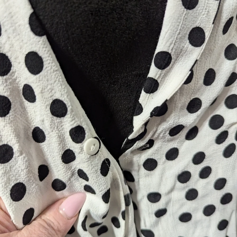 Zara TRF Viral Polka Dot Wrap Blouse with 3/4 Puff Sleeves