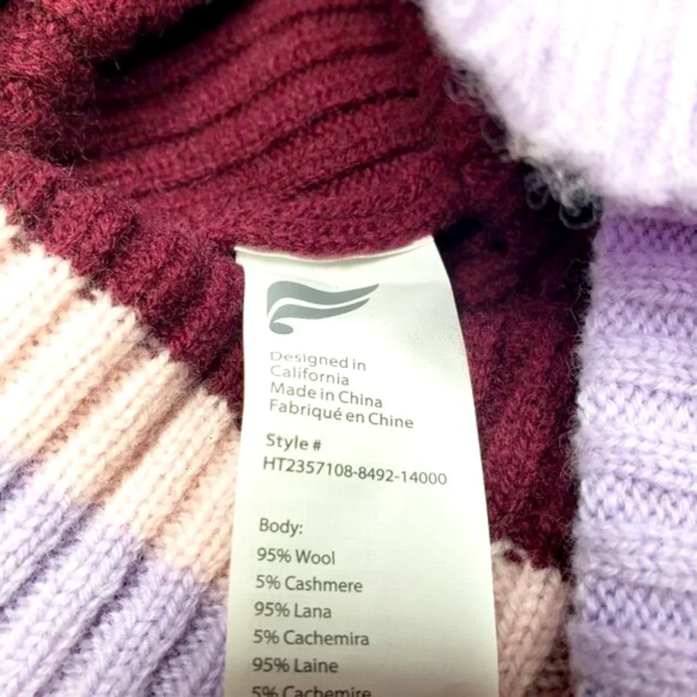 NWT Fabletics Cashmere‎ Blend Beanie Unisex Color Panel Ribbed Winter Wear OS
