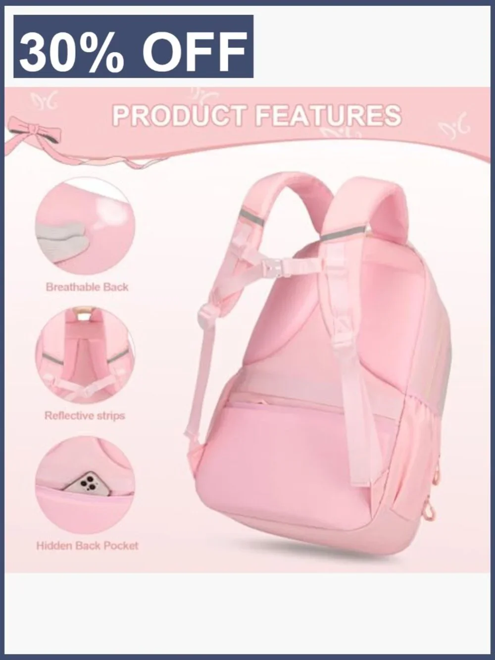 3-Piece Backpack Set for School with Lunch Bag and Pencil Case
