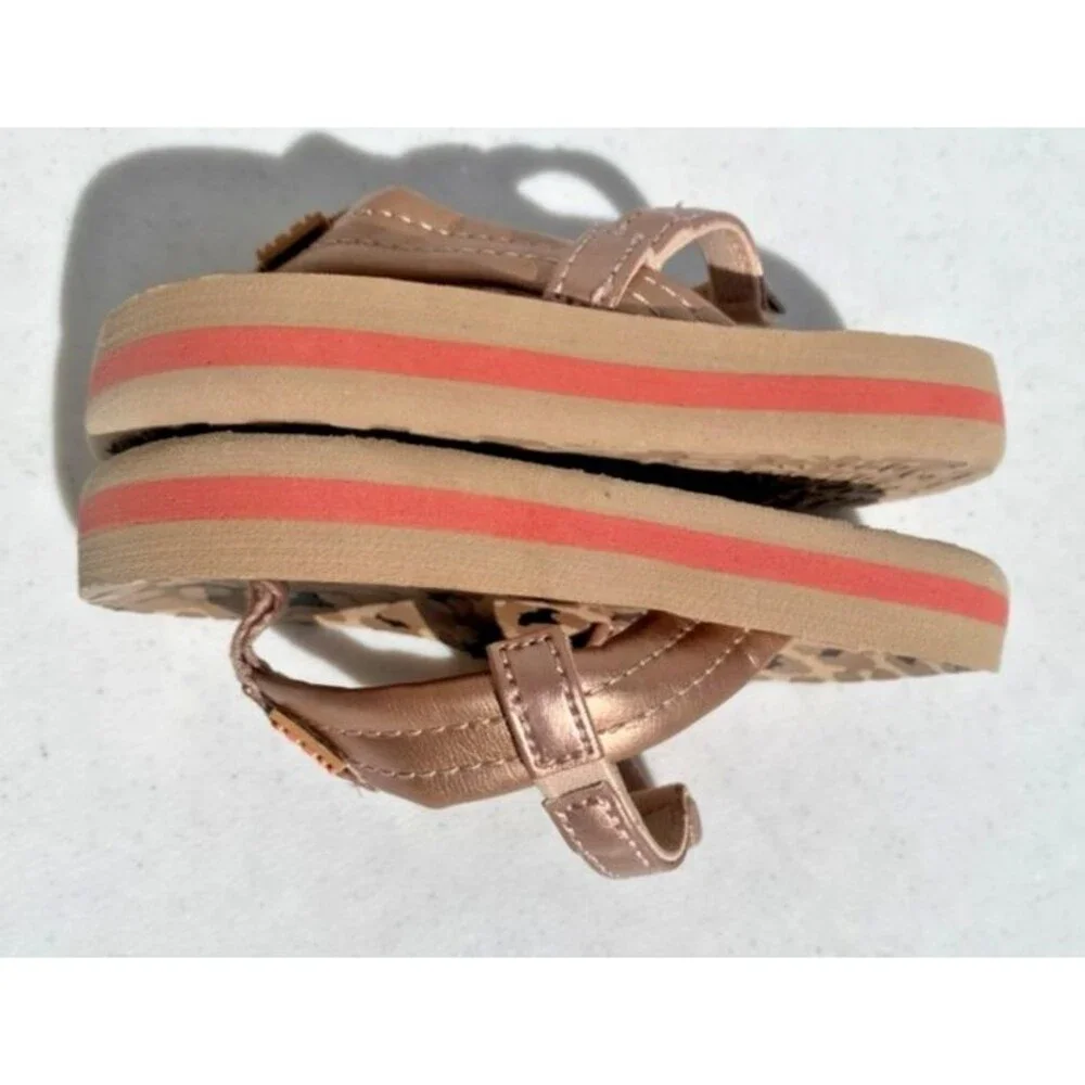 REEF Little Ahi Baby Girls Beach Pool Flip Flop Sandals w/ Strap Toddler Sz 3/4