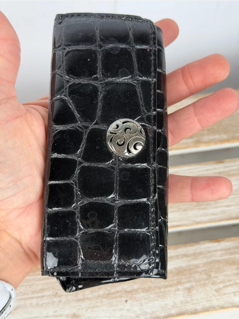 Brighton black crocodile embossed lipstick case or small accessory holder.